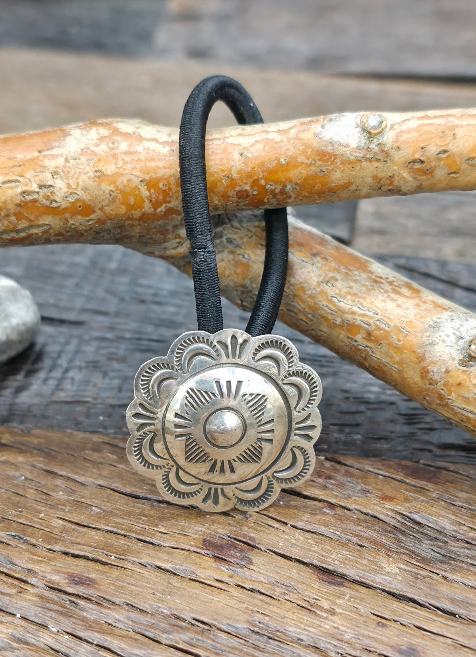 Stamped Sterling Silver Hair Tie - 1 in. Diameter