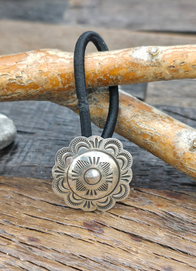 Stamped Sterling Silver Hair Tie - 1 in. Diameter