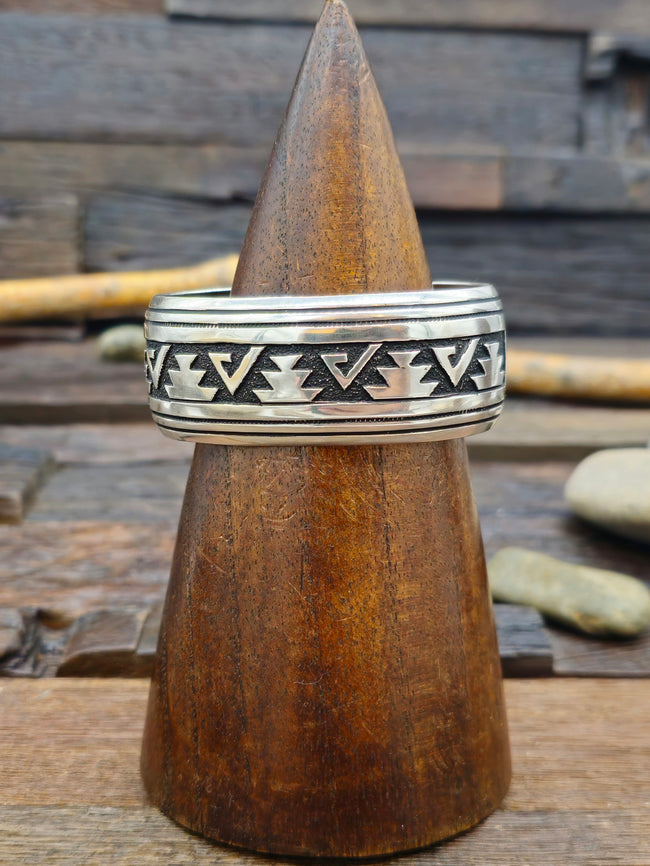 Stamped Sterling Silver Cuff by Rose Singer - 7 in