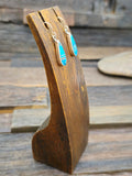 Sterling Silver and Blue Turquoise Inlay Teardrop Dangle Earrings by Rick Tolino