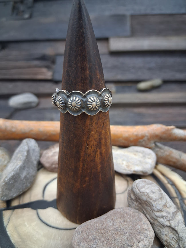 Sterling Silver 6 Starshot Stamped Ring Size 10