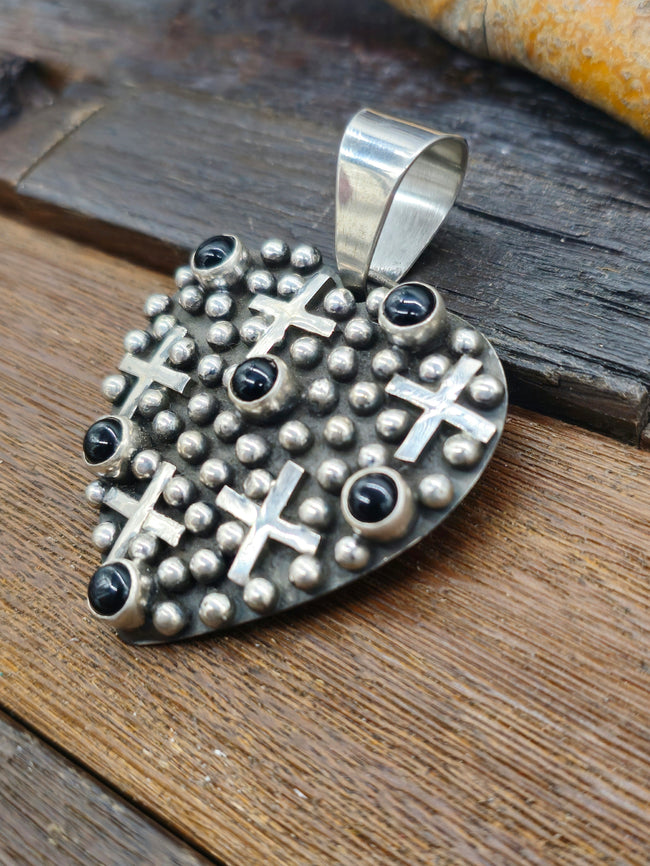 Heart Pendant with Onyx by Geneva Apachito
