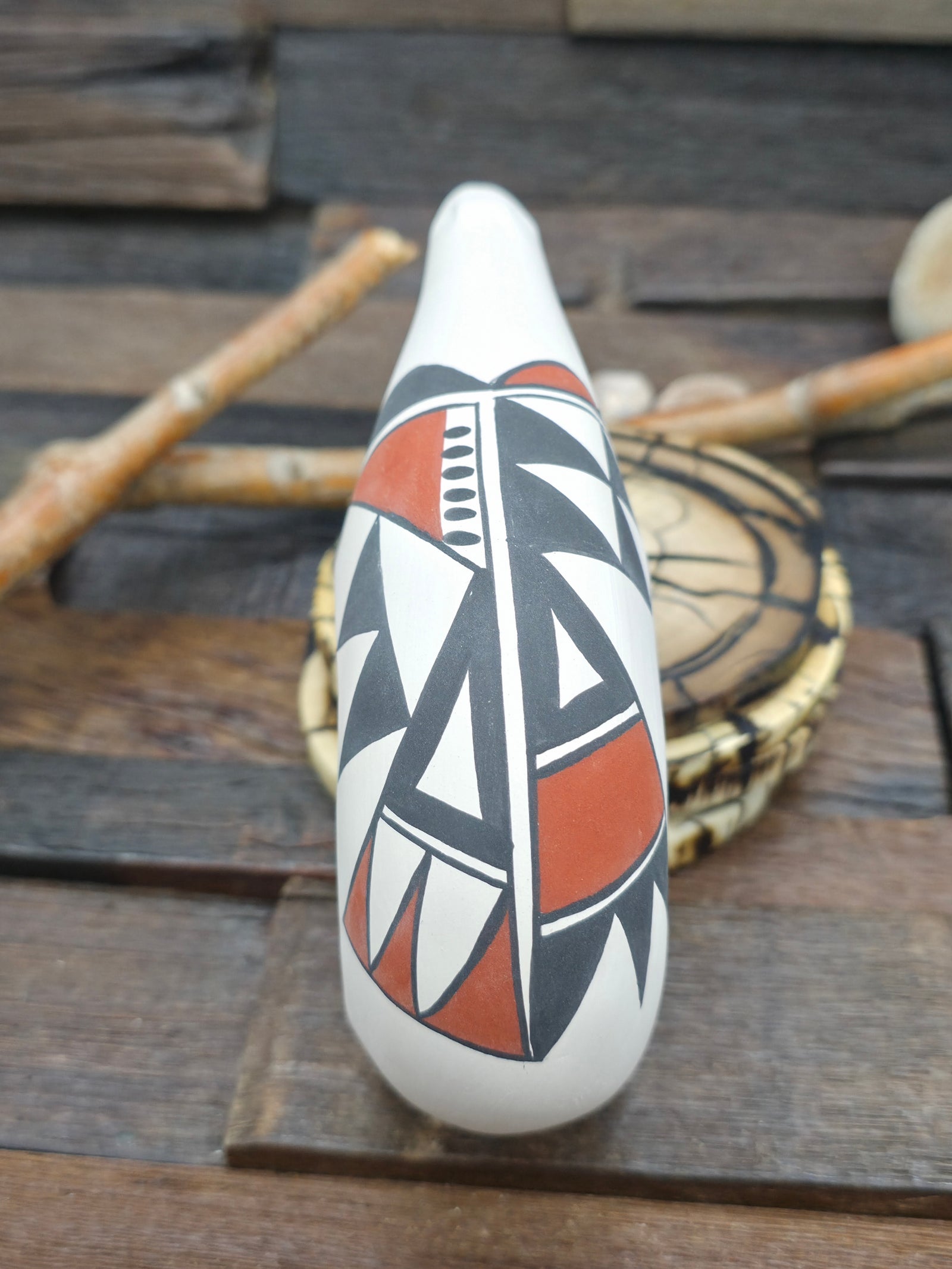 Hand Painted Acoma Ceramic Bear by Kuutimaitsa - 6 1/2 in. by 4 in. by 2 in.