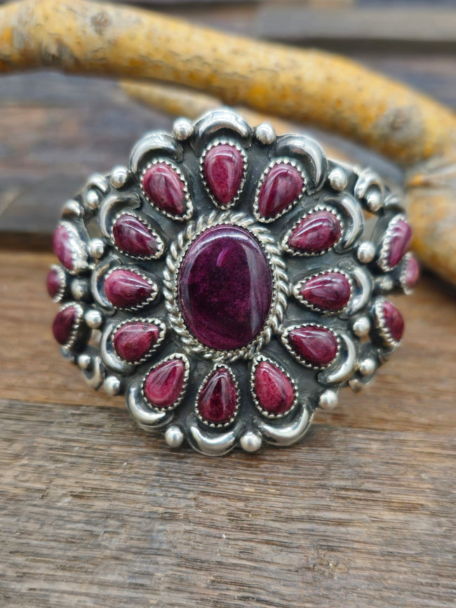 Purple Spiny Oyster Cluster Cuff by L. Kee - 6 3/4 in.
