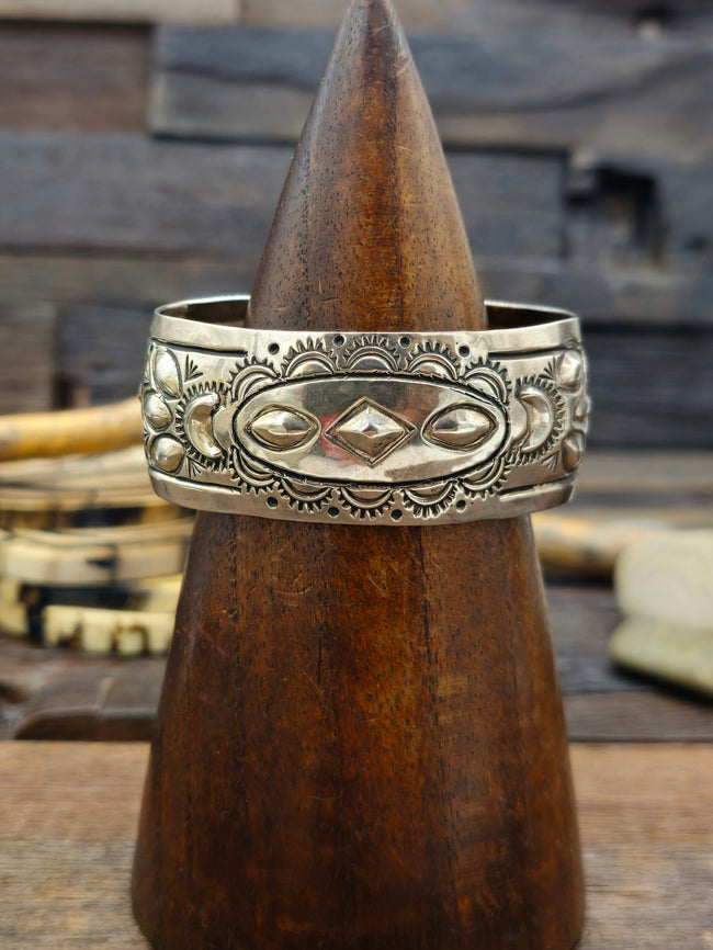 Stamped Sterling Silver Cuff by Randy Begay - 7 in.