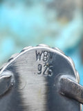 Sterling Silver and Black Jack Turquoise Ring by Walter Vandever - Size 8 1/2