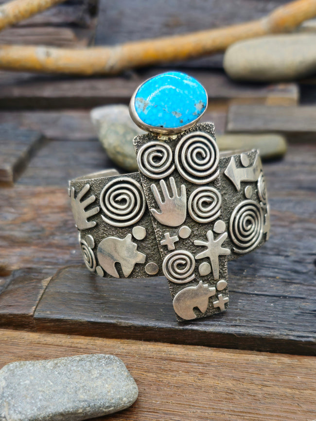 Alex Sanchez Sterling Silver & Turquoise Cuff - 6 1/2 in.