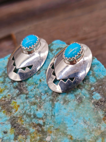 Large Stamped Sterling Silver Post Earrings