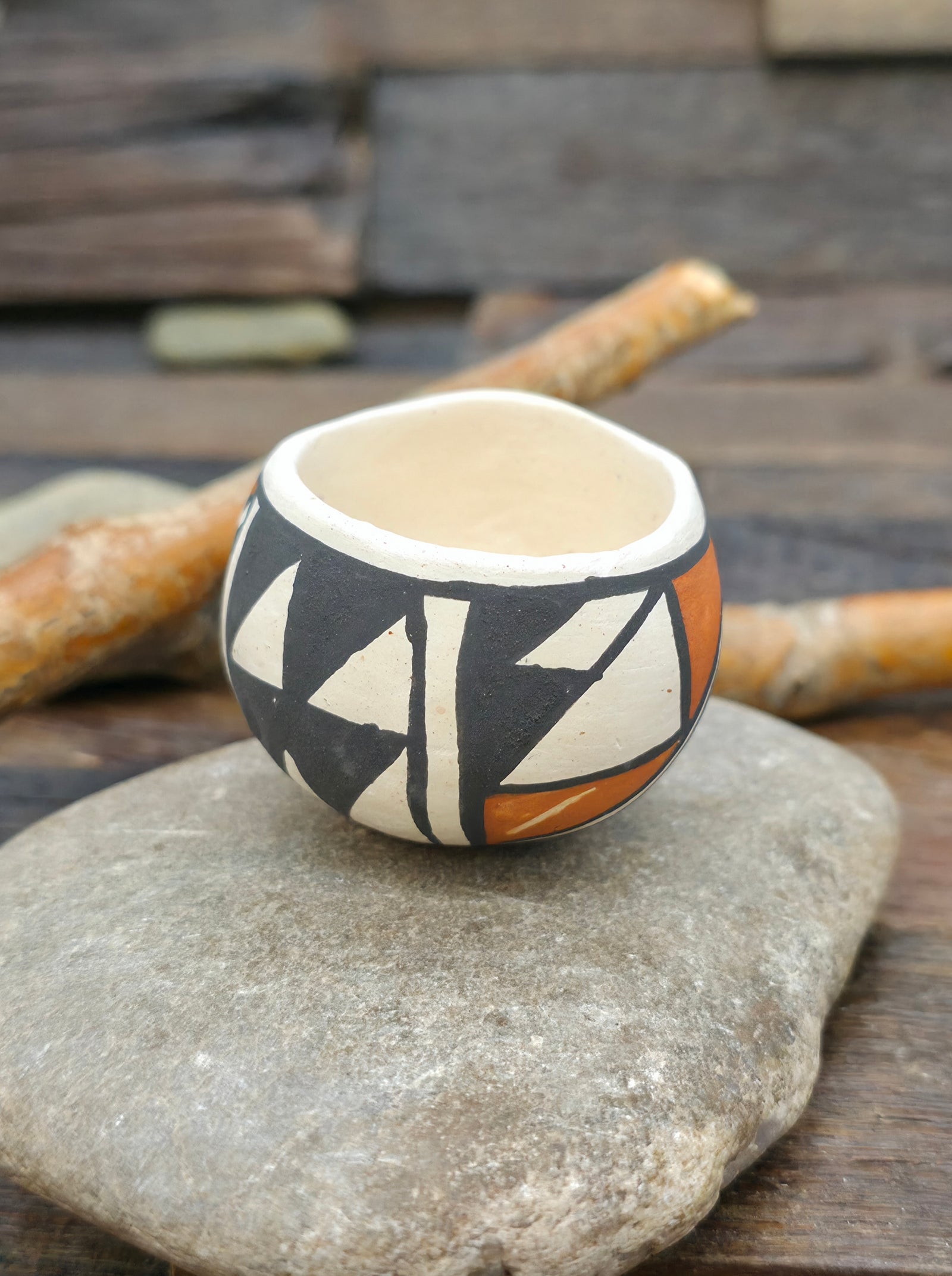 Mini Handmade Acoma Pot by Joyce Lucero - 1 1/2 in. by 1 1/2 in. by 1 1/2 in.