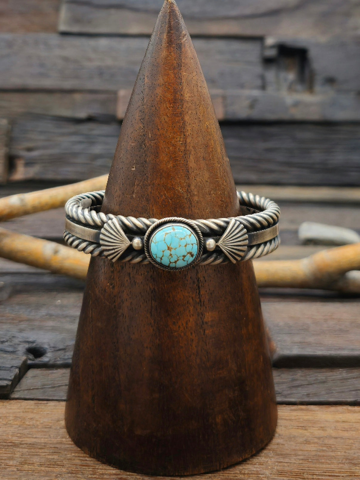Sterling Silver and #8 Turquoise Cuff by Steve Arviso 7 in