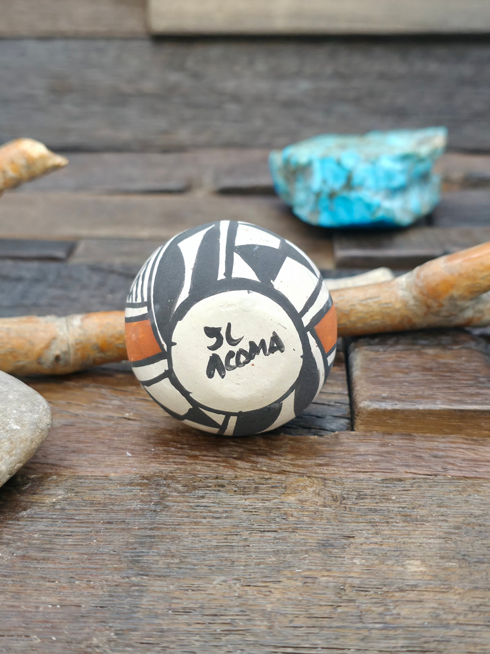 Mini Handmade Acoma Pot by Joyce Lucero - 1 1/2 in. by 1 1/2 in. by 1 1/2 in.