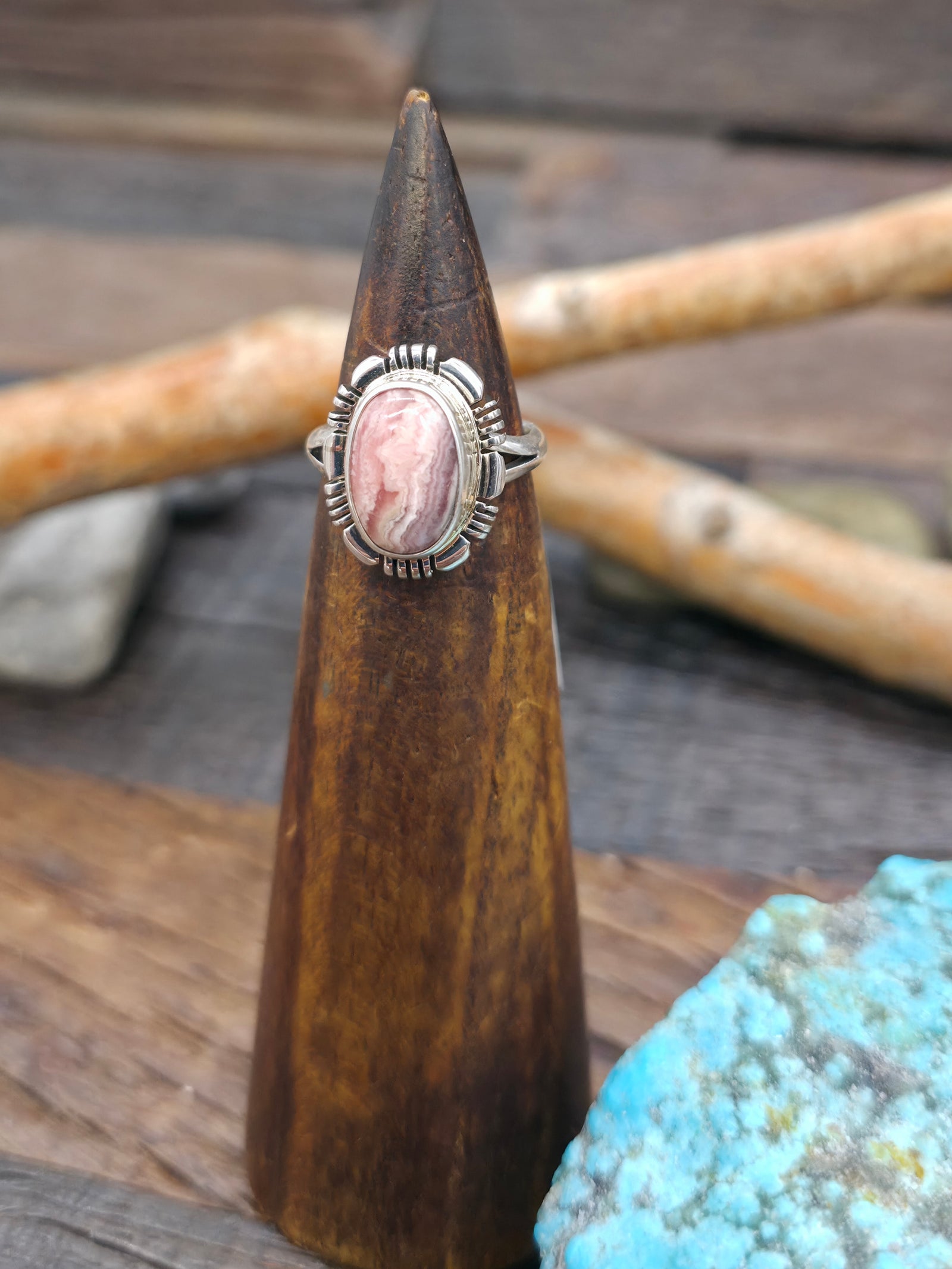 Sterling Silver Rhodochrosite Ring - Size 6
