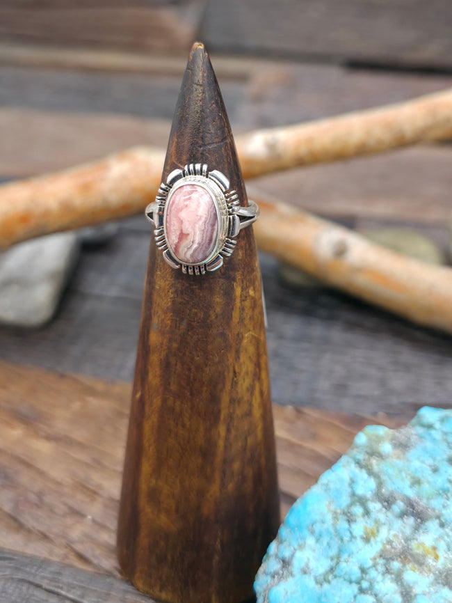 Sterling Silver Rhodochrosite Ring - Size 6