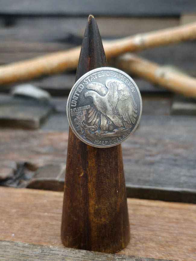 Eagle Half Dollar Ring with Sterling Silver Band - Size 5 1/2