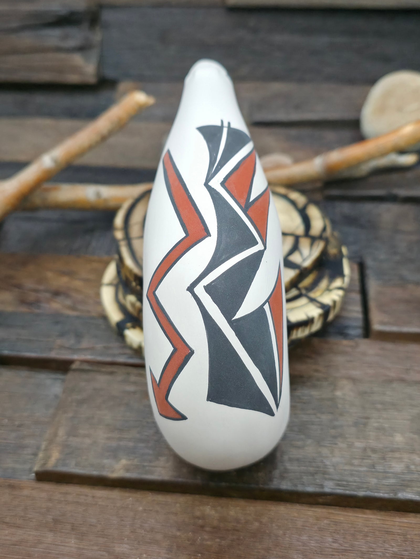 Hand Painted Acoma Ceramic Bear by Kuutimaitsa - 6 1/2 in. by 4 in. by 2 in.