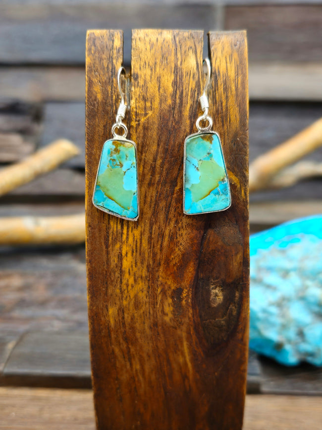 Green Mini Slab Earrings with Sterling Silver by Veronica Tortalita