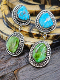 Blue and Green Turquoise Lariat Necklace and Earring Set by LaRose Ganadanegro