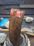 Red Spiny Oyster Sterling Silver Square Post Earrings by Dorothy Yazzie