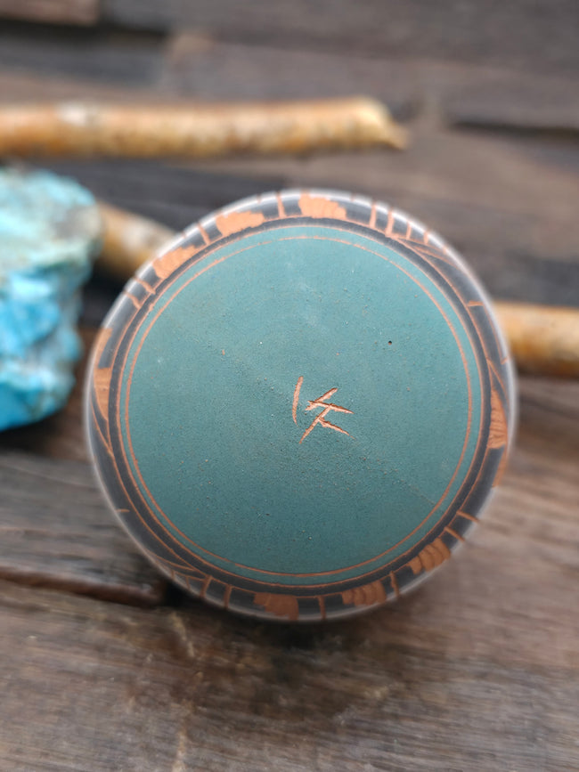 Navajo Etched Christmas Ornament Bauble by Viveca Tsosie - Green