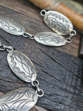 Stamped Sterling Silver Link Belt with Wild Horse Buckle by Thomas Nez - 42 in.