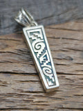Sterling Silver Cobblestone Inlay Orange Spiny Oyster Pendant by Calvin Begay - 2 in. by 1/2 in.