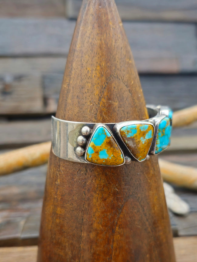 Vintage/Estate Sterling Silver Five Stone Turquoise Cuff - 6 3/4 in