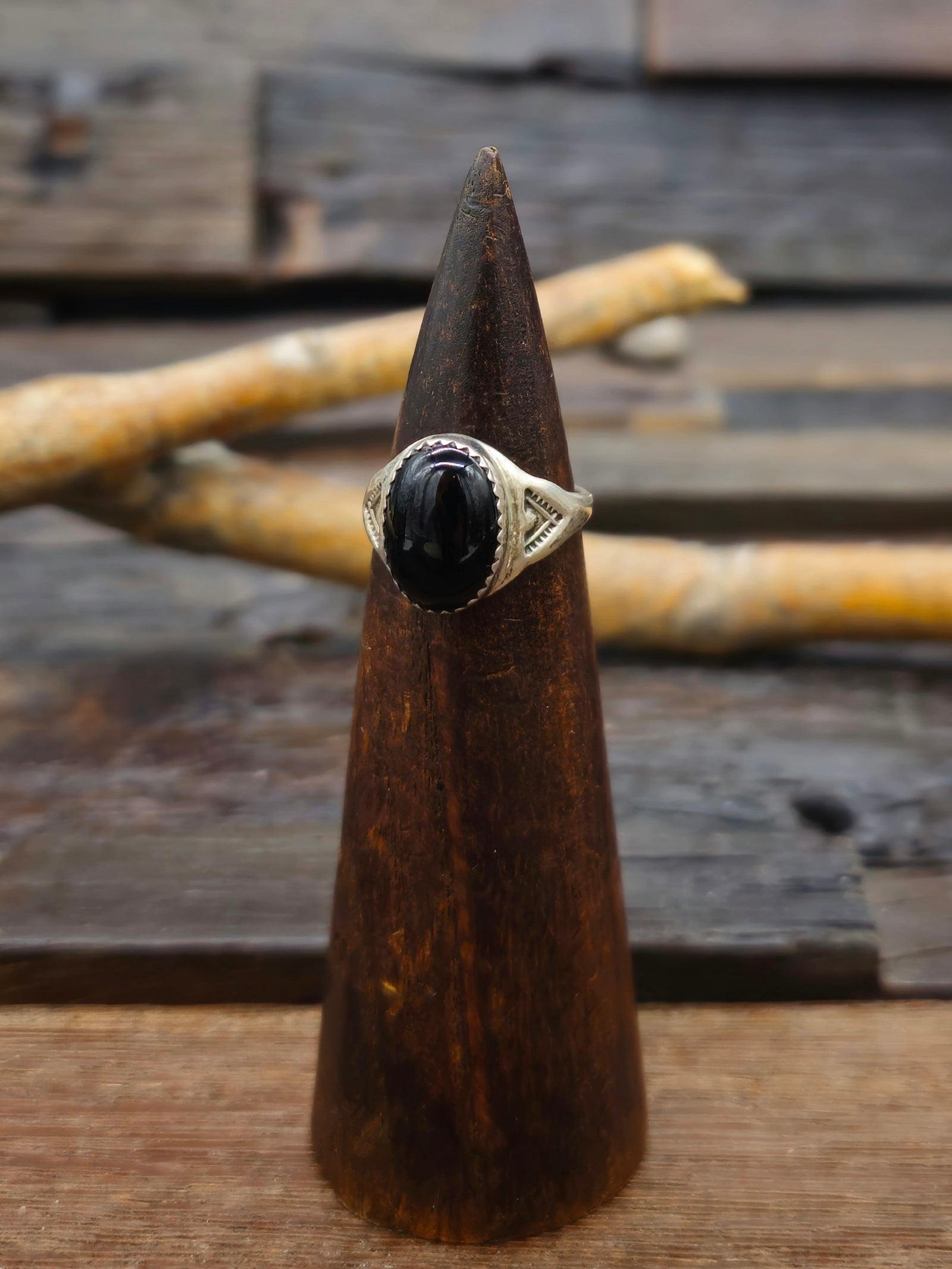 Vintage/Estate Onyx Sterling Silver Ring  - Size 8