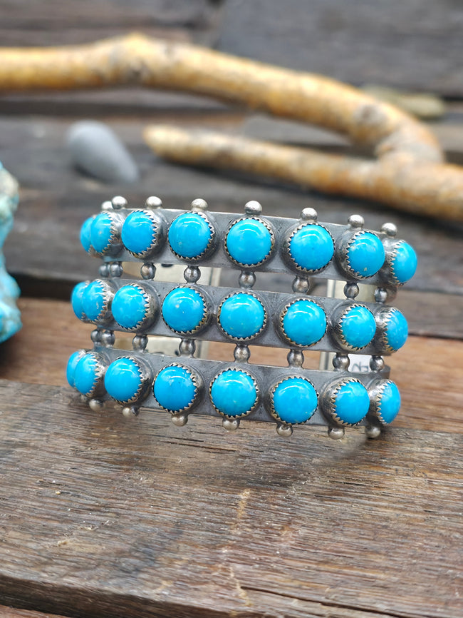 Anna Spencer Three-Row Turquoise Cuff Bracelet - 6 1/2 in. w/gap