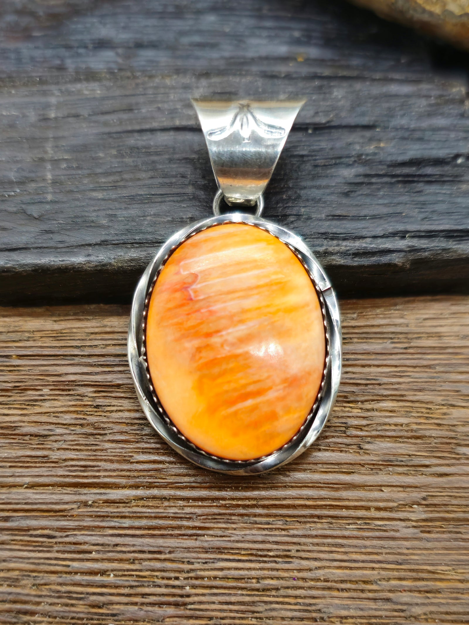 Sterling Silver Orange Spiny Oyster Pendant