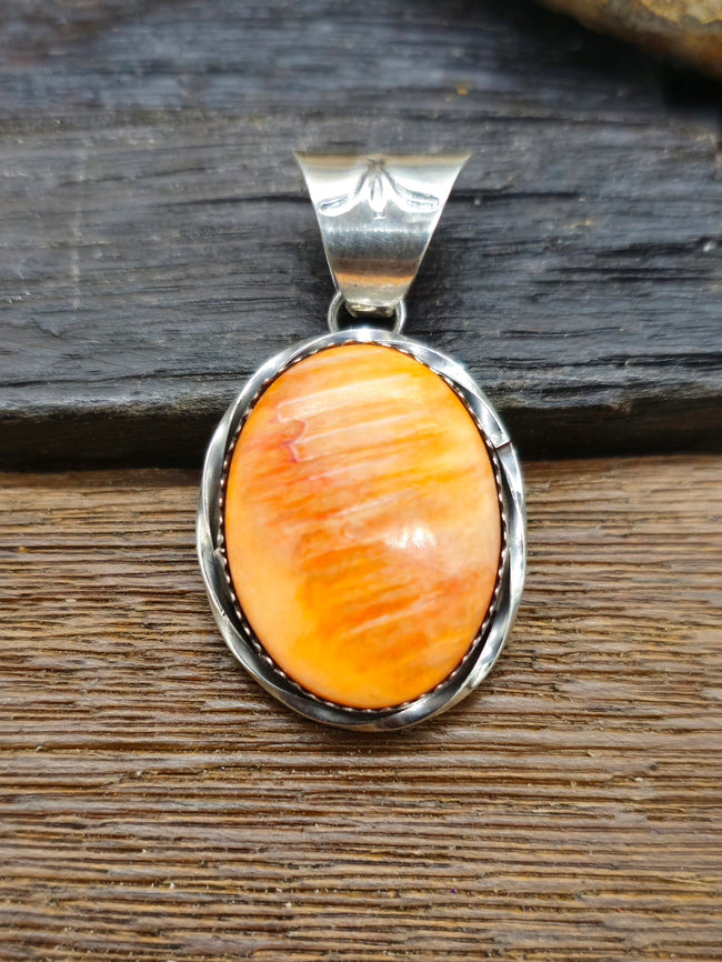 Sterling Silver Orange Spiny Oyster Pendant