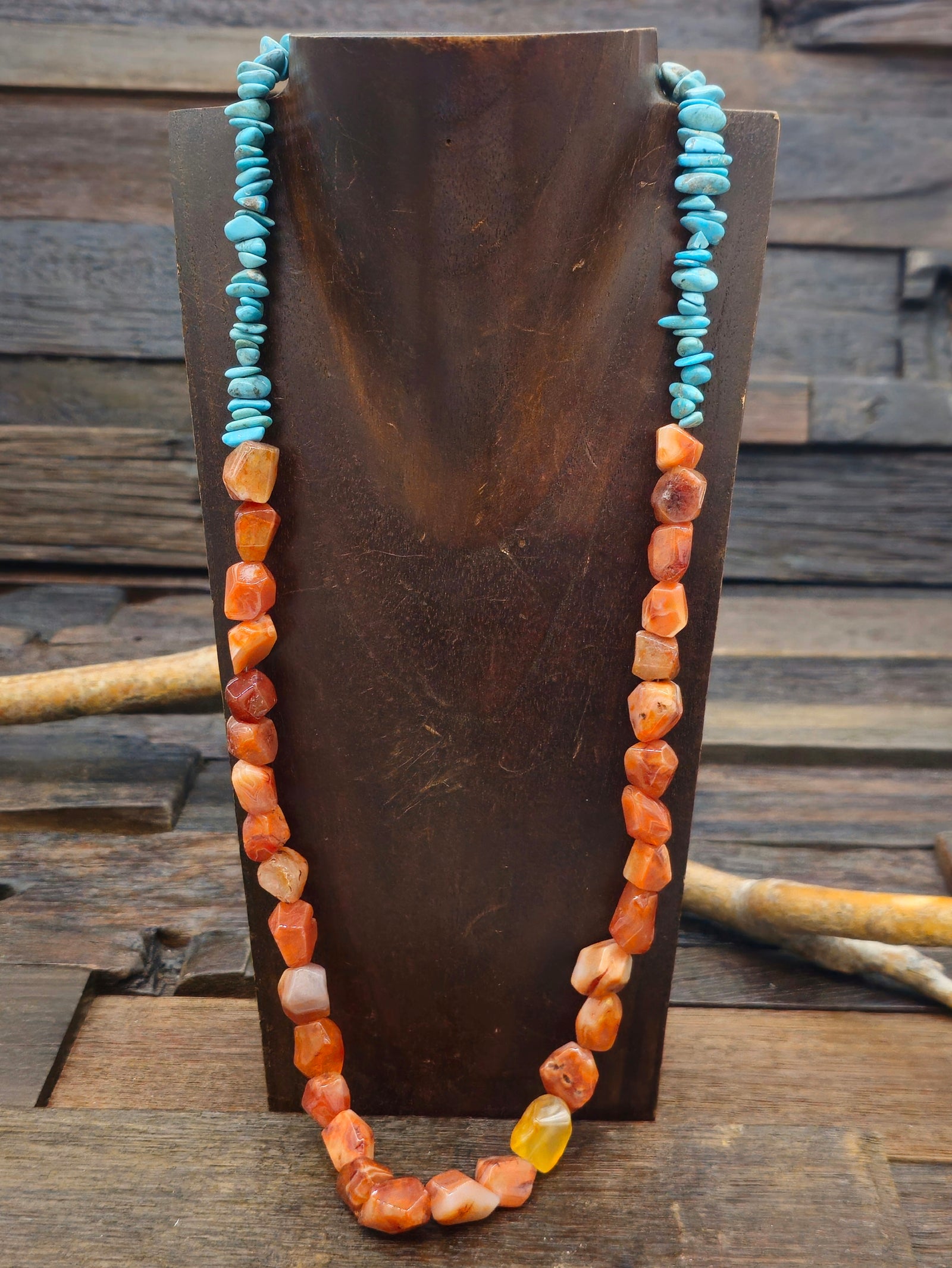 Carnelian and Blue Turquoise Necklace