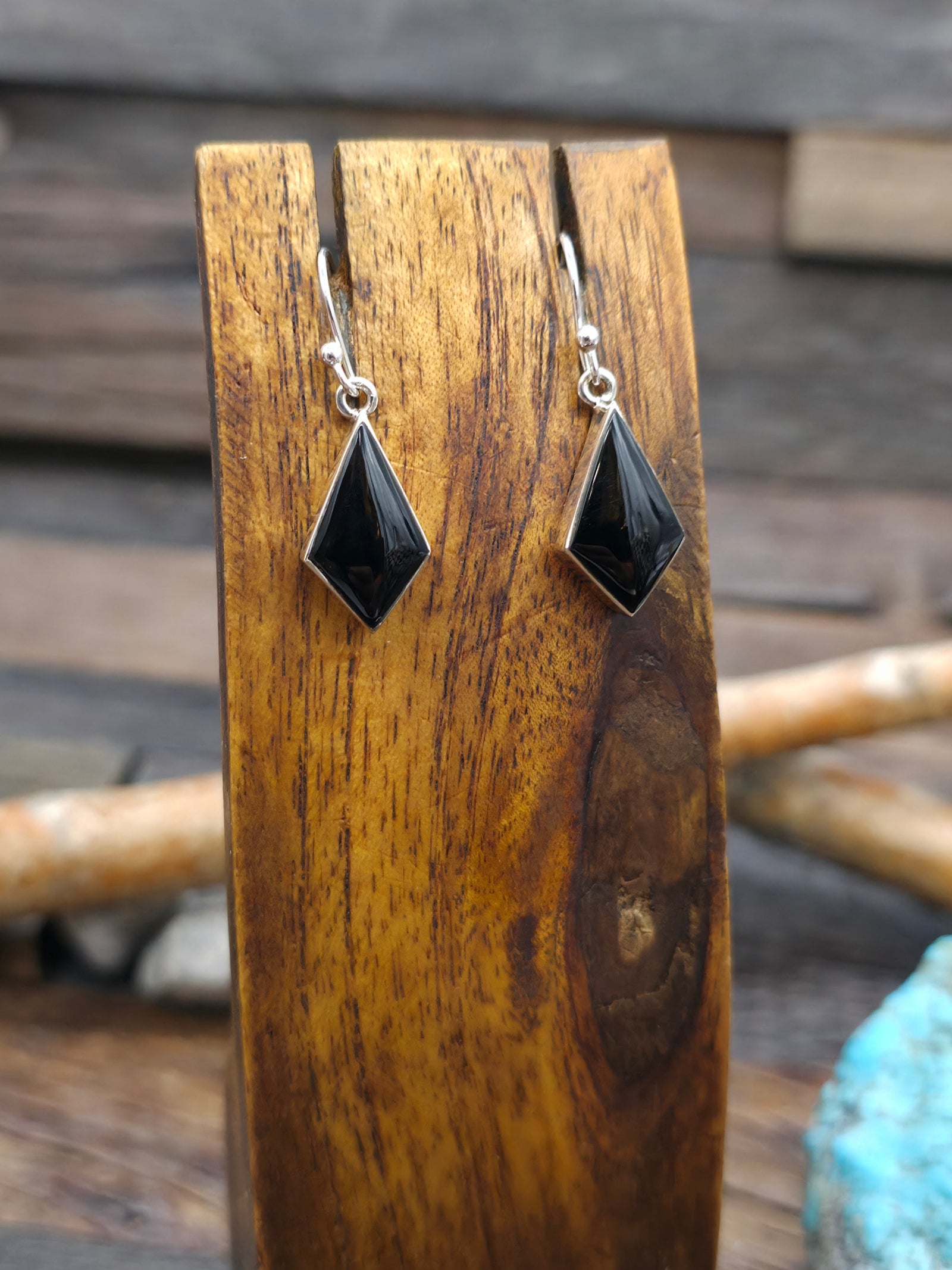 Sterling Silver Black Onyx Earrings by Cathy Webster - 1 1/4 in. by 1/2 in.