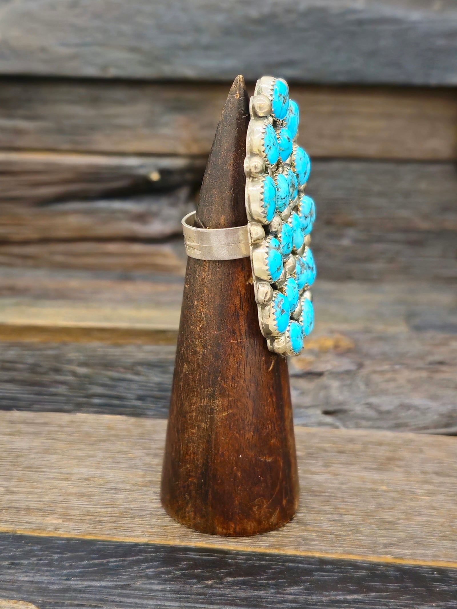 Turquoise Cluster Ring by Darlene Begay Size 8