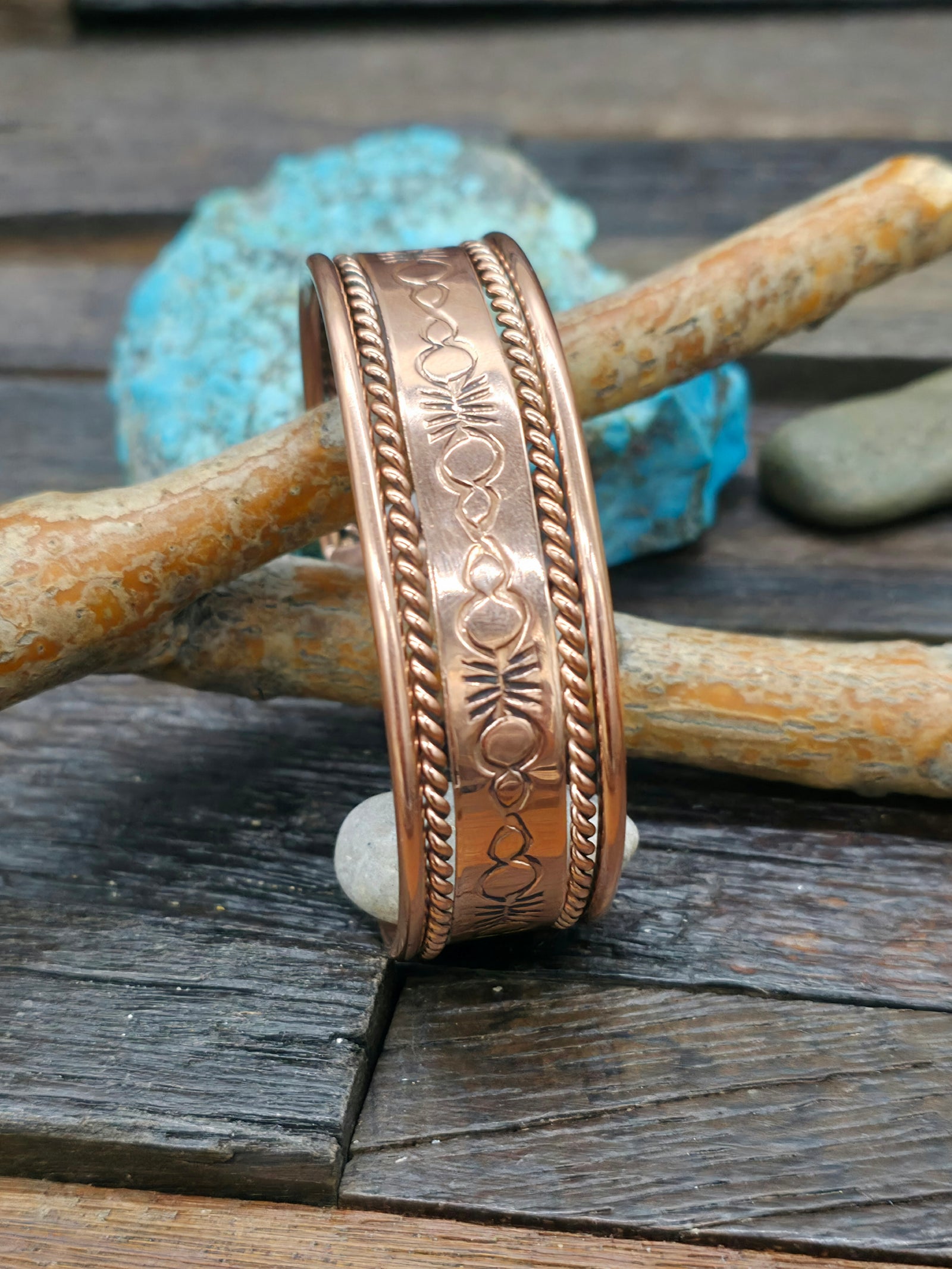 Stamped Copper Bracelet by Elaine Tahe - Designs Vary - 7 in.