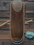 Super Long Copper and Turquoise Bead Necklace - 60 in.