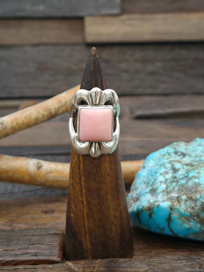 Cast Sterling Silver Pink Conch Ring by Kevin Yazzie - Size 9