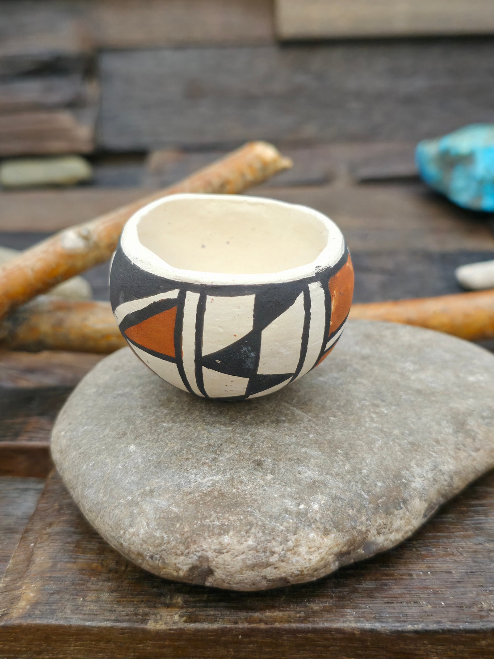 Mini Handmade Acoma Pot by Joyce Lucero - 1 1/2 in. by 1 1/2 in. by 1 1/2 in.