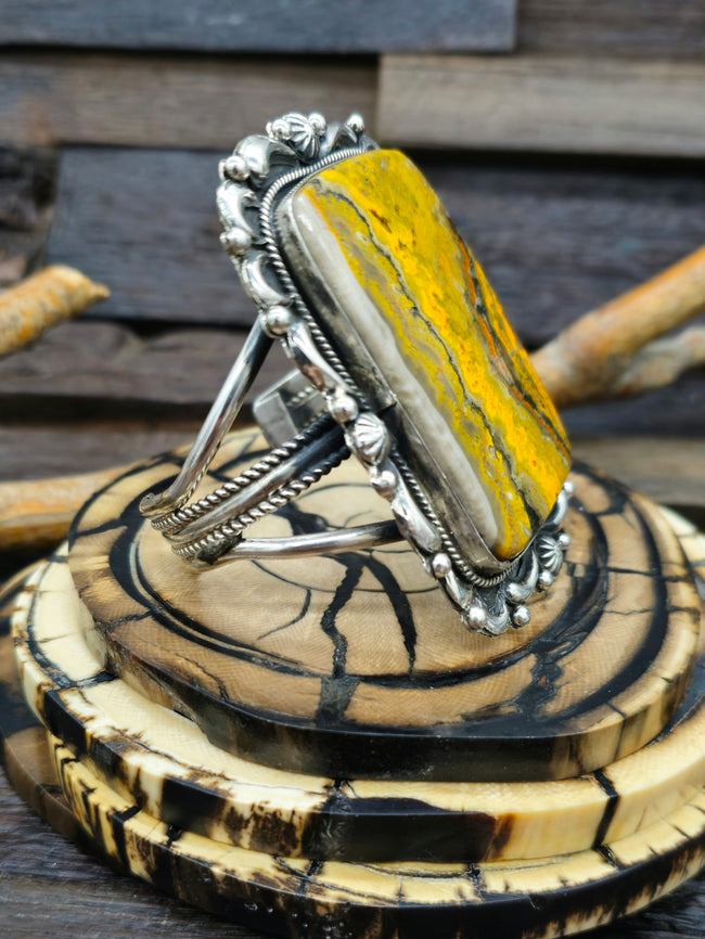 Sterling Silver Bumblebee Jasper Cuff by Richard Jim - 6 3/4 in.