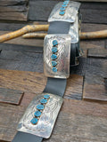 Sterling Silver Kingman Turquoise Concho Belt by Joann Begay - 48 in.
