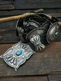 Vintage/Estate Stamped Sterling Silver Turquoise Concho Belt by Gilbert Tom - 46 in.