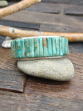 Turquoise Cobblestone Inlay Sterling Silver Cuff by Louise Pete - 6 1/2 in. with Gap