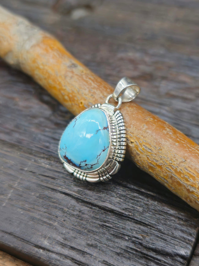 Golden Hill Turquoise and Sterling Silver Teardrop Pendant