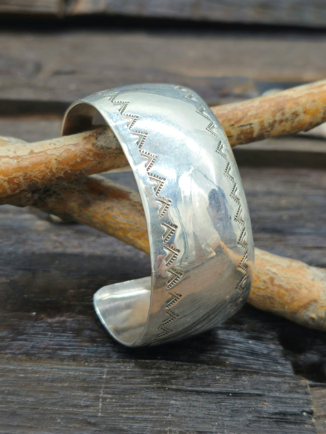 Vintage/Estate Stamped Sterling Silver Cuff - 6 1/2 in