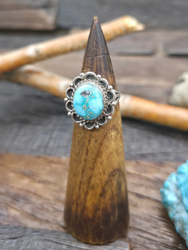 Sterling Silver Turquoise Ring by Renee Yazzie - Size 8
