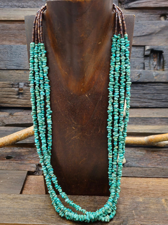Four Strand Turquoise and Heishi Necklace by Fannie Garcia - 27 in.