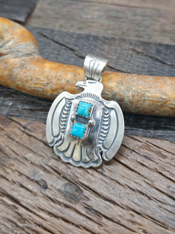 Sterling Silver Boulder Turquoise Pendant by Jacob Troncosa - 3 in. by 2 in.