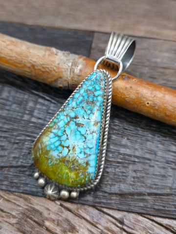 Sterling Silver #8 Turquoise Pendant by Rosella Paxson - 2 1/2 in. by 1 1/4 in.