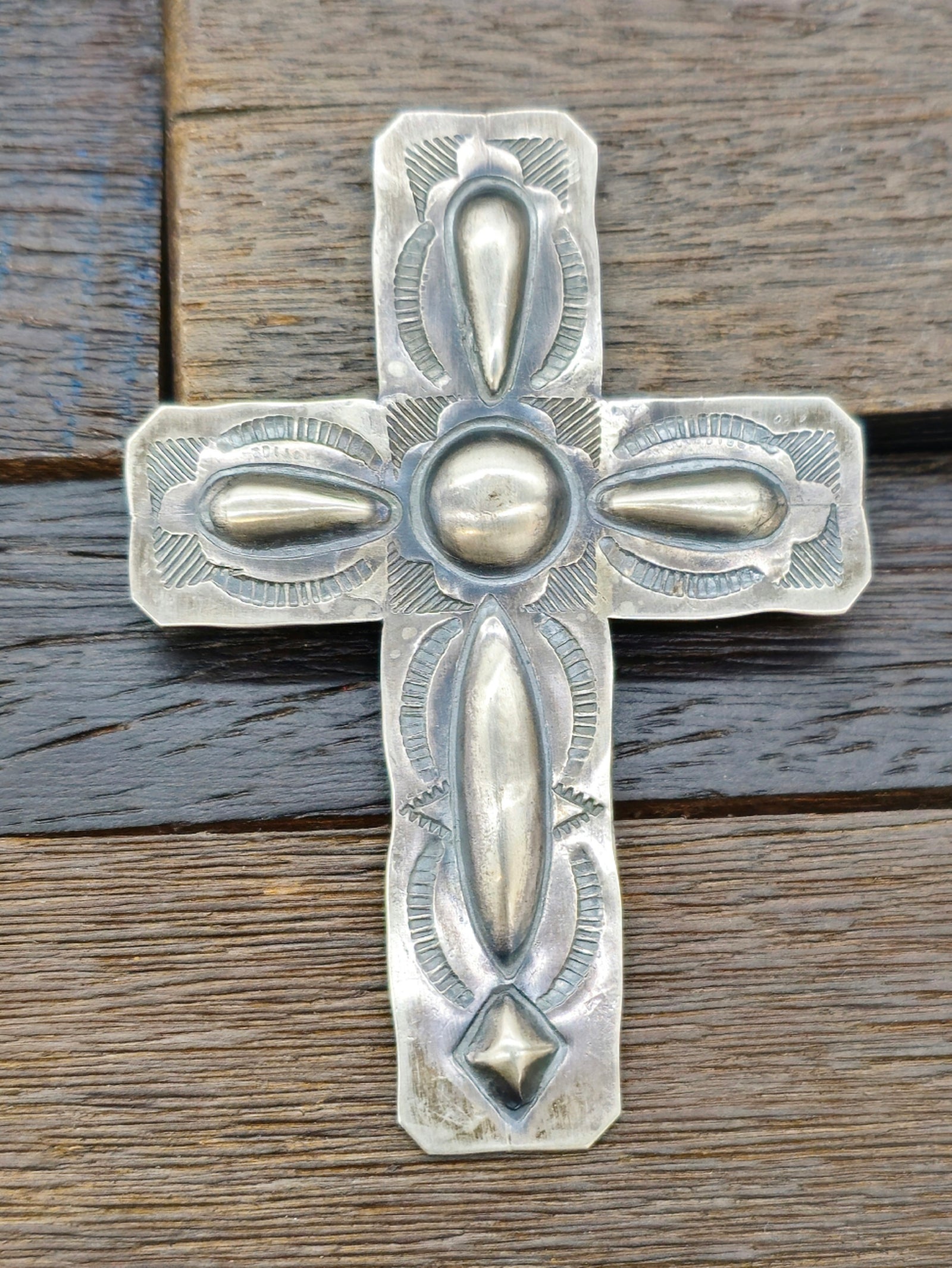 Sterling Silver Cross Pendant with Shepherd Hook by Marie Yazzie
