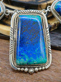 Seven Stone Azurite Sterling Silver Necklace by La Rose Ganadanegro - 24 in.