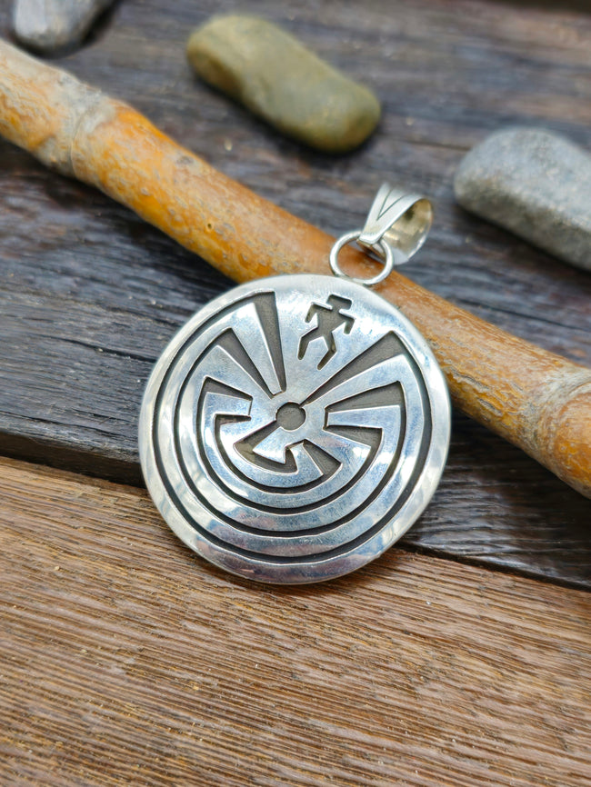Sterling Silver Overlay Man in the Maze Pendant by Sonny Gene